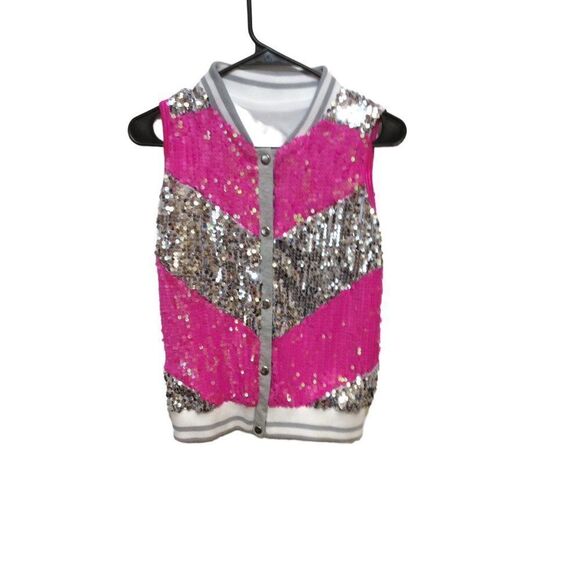 WEISSMAN Button Down Vest Large Pink Silver White Polyester/Spandex Nylon Cotton - Picture 1 of 3